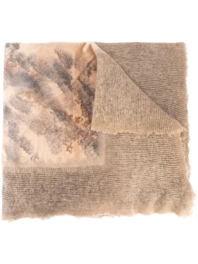 Shop Avant Toi Distressed Patchwork Scarf - Brown
