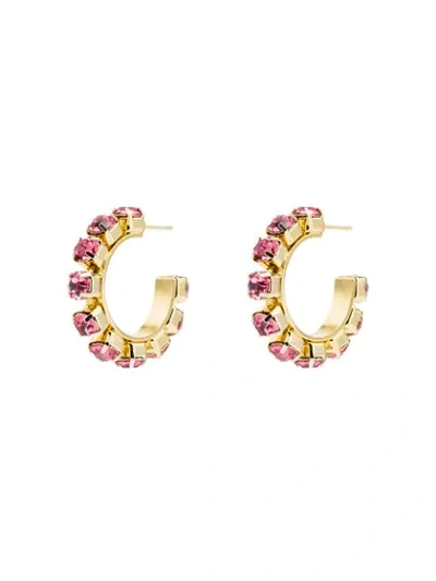 Shop Area Crystal-embellished Hoop Earrings In Pink