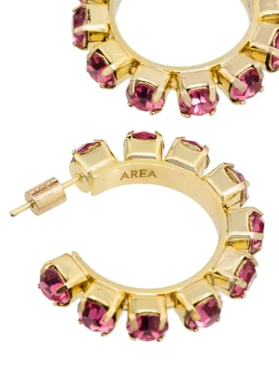 Shop Area Crystal-embellished Hoop Earrings In Pink