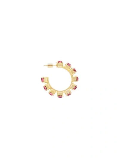 AREA CRYSTAL-EMBELLISHED HOOP EARRINGS - 粉色