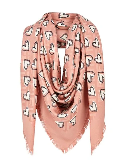 Shop Fendi Open Your Heart Shawl Scarf - Pink