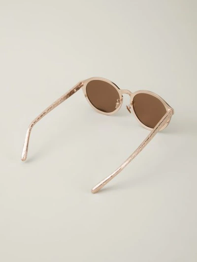 Shop Linda Farrow 'round Brushed' Sunglasses In Brown