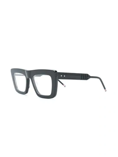 Shop Thom Browne Square Glasses In Black