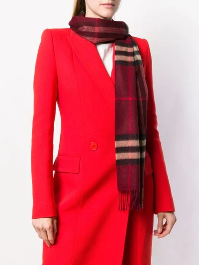 Shop Burberry Giant Check Cashmere Scarf In Red