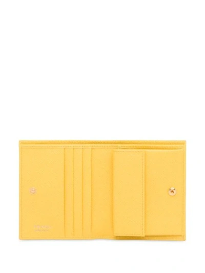 Shop Prada Small Saffiano Leather Wallet In Yellow
