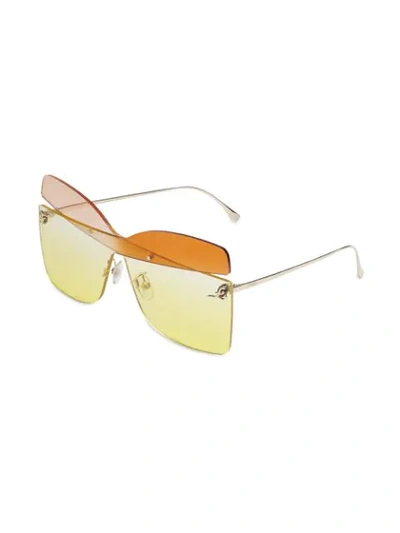 Shop Fendi Karligraphy Sunglasses In Gold