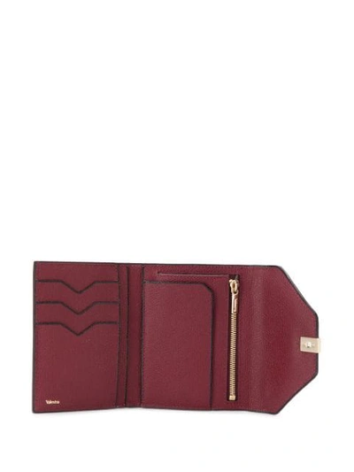 Shop Valextra Folding Pebbled Wallet In Red