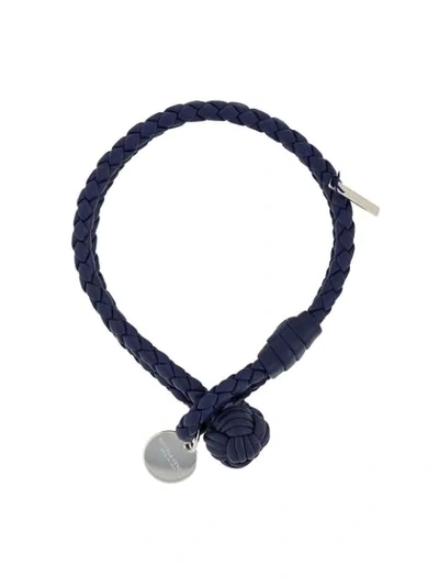 Shop Bottega Veneta Intrecciato Weave Woven Bracelet In 4156 Atlantic