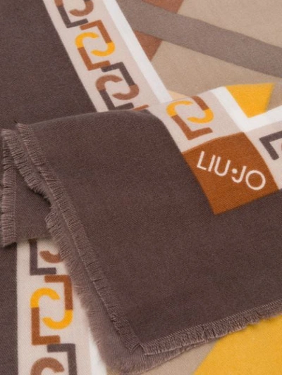 Shop Liu •jo Pattern Print Scarf In Grey