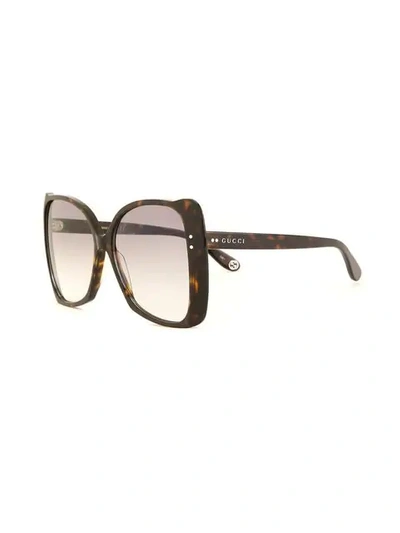 Shop Gucci Tortoiseshell-effect Square Sunglasses In Brown