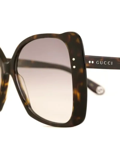 Shop Gucci Tortoiseshell-effect Square Sunglasses In Brown