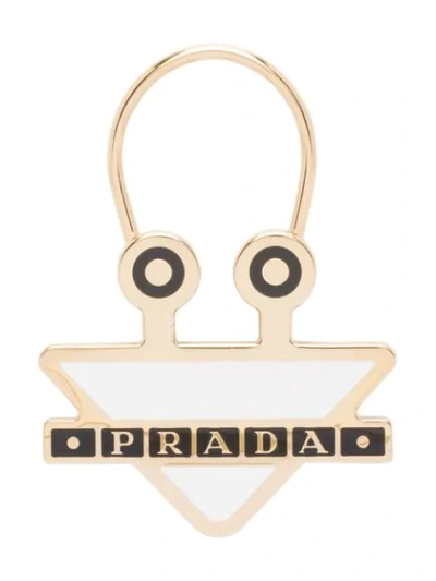 Shop Prada Logo Keychains In White