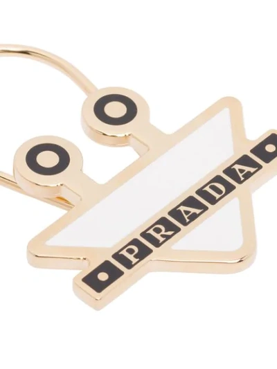 Shop Prada Logo Keychains In White