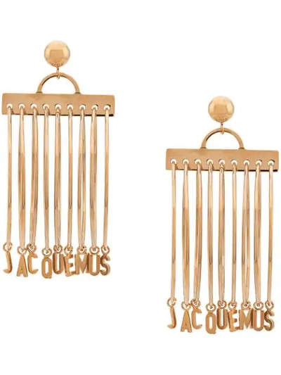Shop Jacquemus Logo Hoop Earrings In Oro