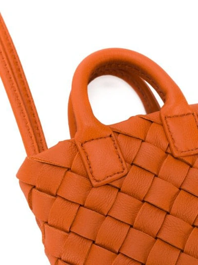 Shop Bottega Veneta Woven Mini Bag Keyring In Orange