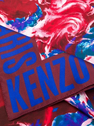 Shop Kenzo Floral Print Square Scarf In Rouge Moyen
