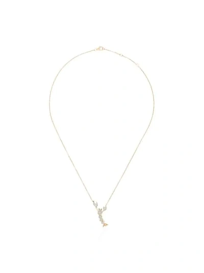 Shop Yvonne Léon Yellow 18k Gold Diamond Lobster Necklace