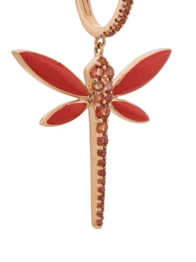 Shop Anapsara 18kt Rose Gold Dragonfly Coral And Sapphire Earrings