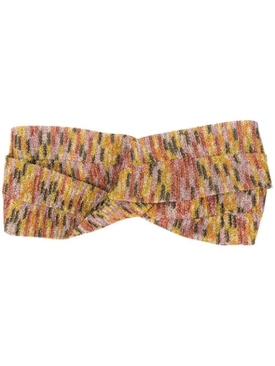 Shop Missoni Glitter-knit Hairband In Orange