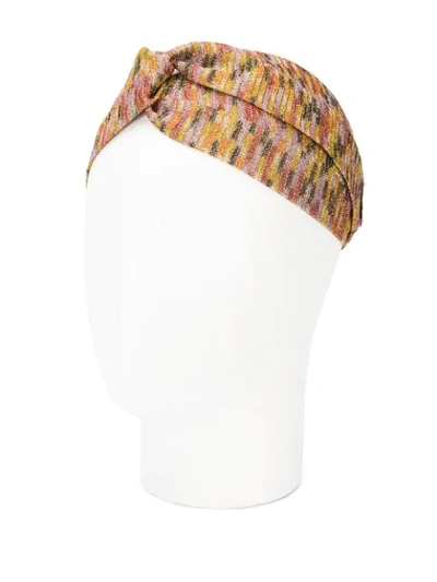 Shop Missoni Glitter-knit Hairband In Orange
