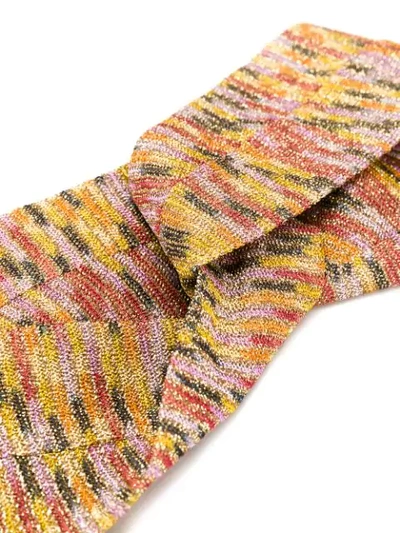 Shop Missoni Glitter-knit Hairband In Orange