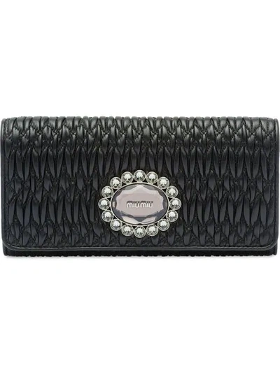 Shop Miu Miu Matelassé Wallet - Black