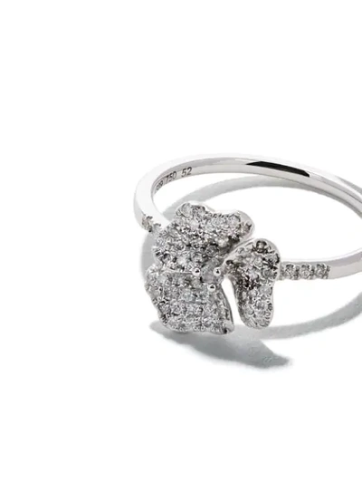 Shop As29 18kt White Gold Roselia Flower Medium Diamond Ring In Silver