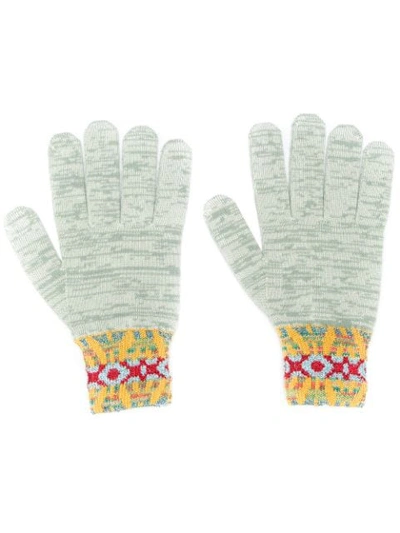 Shop Missoni Pattern Knit Gloves In Green