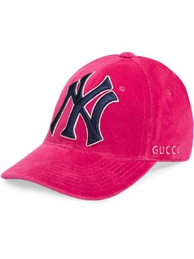 Shop Gucci Baseball Hat With Ny Yankees™ Patch In Pink