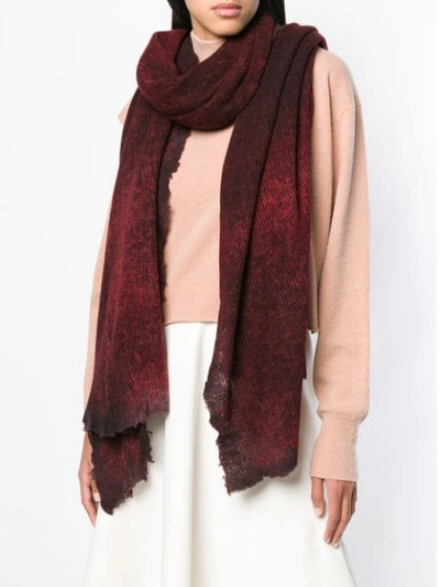 Shop Avant Toi Frayed Scarf - Red