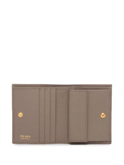 Shop Prada Small Saffiano Leather Wallet In Grey