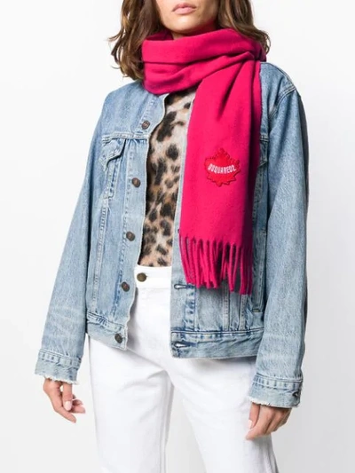 Shop Dsquared2 Maple Leaf Patch Scarf In Pink