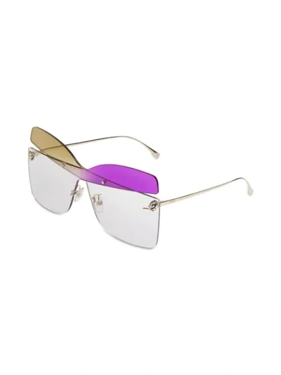 Shop Fendi Karligraphy Sunglasses In Gold