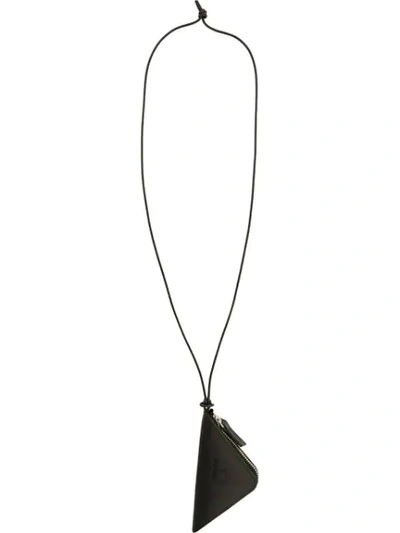 Shop Yohji Yamamoto Zip Around Wallet Necklace In Black
