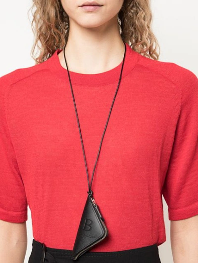 Shop Yohji Yamamoto Zip Around Wallet Necklace In Black