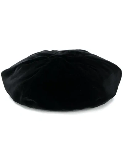 Shop Saint Laurent Velours Beret In Black