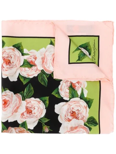 Shop Dolce & Gabbana Rose Print Scarf In Pink