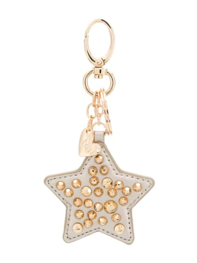 Shop Liu •jo Studded Star Key Ring In 00529 Gold