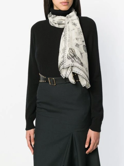 Shop Alexander Mcqueen Skull Trinkets Print Scarf In Neutrals