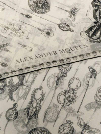 Shop Alexander Mcqueen Skull Trinkets Print Scarf In Neutrals