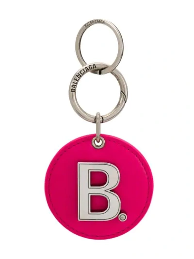 Shop Balenciaga Mirror Logo Keyring In Pink