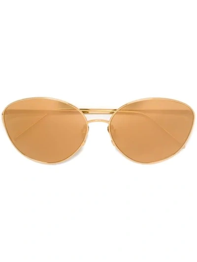 Shop Linda Farrow Round-framed Sunglasses In Metallic