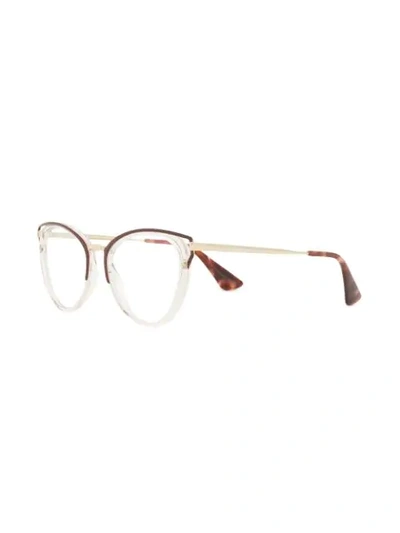 Shop Prada Eyewear Cat Eye-frame Glasses - White