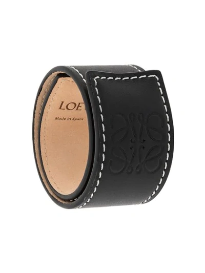 Shop Loewe Leather Bangle In Black
