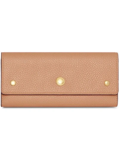 Shop Burberry Grainy Leather Continental Wallet In Neutrals