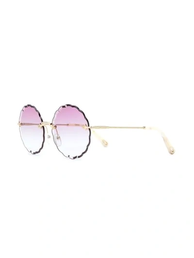Shop Chloé Scallop Edge Sunglasses In Metallic