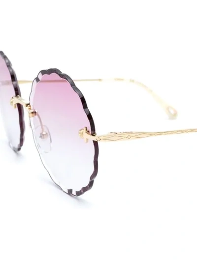 Shop Chloé Scallop Edge Sunglasses In Metallic