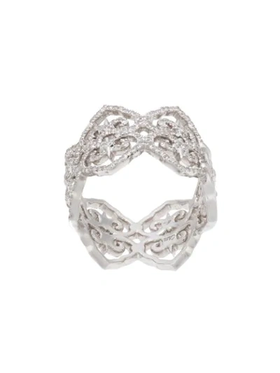 Shop Colette 18kt White Gold Filigree Diamond Ring In Silver