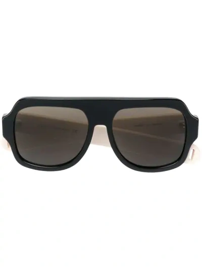 Shop Gucci Striped Arm Logo Sunglasses In Black