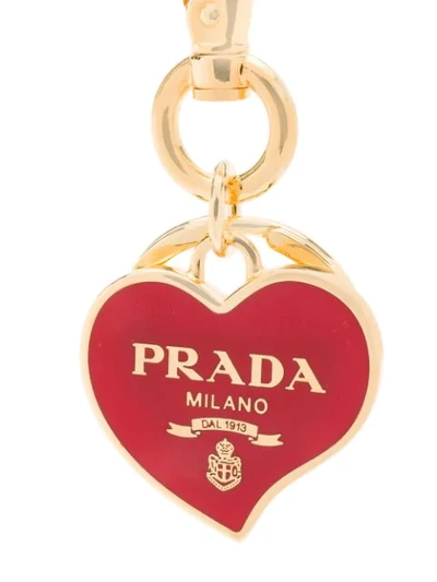 Shop Prada Heart Logo Keychain In Red
